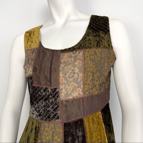 Vintage René Derhy Fairy Grunge Patchwork Velvet Boho Dress - Picture 3 of 15